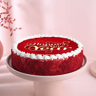 Red Velvet New Year Theme Cake
