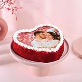Red Velvet Heart Photo Anniversary Cake Online