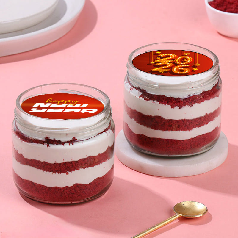 Red Velvet Jar Cake Duo For New Year