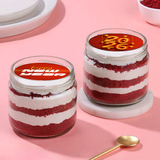 Red Velvet Jar Cake Duo For New Year