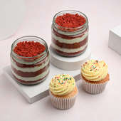 Red Velvet Jar Cakes N Pineapple Cupcakes Set