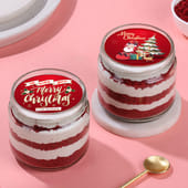 Red Velvet Merry Christmas Jar Cake Duo