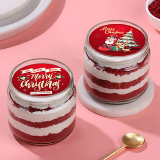 Red Velvet Merry Christmas Jar Cake Duo