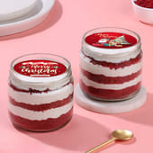 Red Velvet Merry Christmas Jar Cake Duo