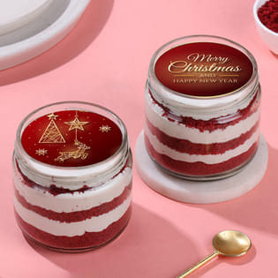 Red Velvet Merry Christmas Poster Jar Cake Duo