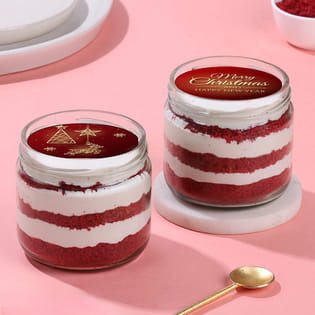 Red Velvet Merry Christmas Poster Jar Cake Duo