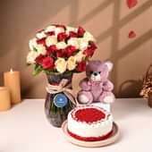 Red Velvety Love N Teddy Hamper