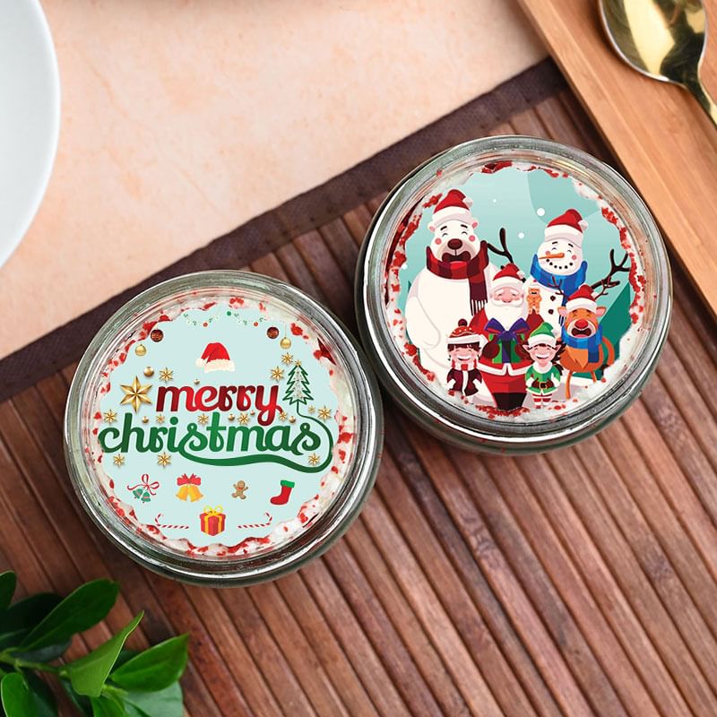 Top View of Xmas Photo Jar Cakes Set