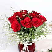Red Rose Vase - Red Roses for Valenine's Day Gift
