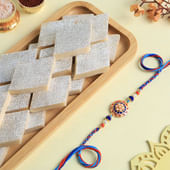 Regal Blue Rakhi With Kaju Katli
