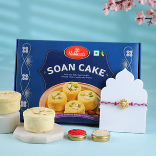 Regal Floral Rakhi With Soan Cake
