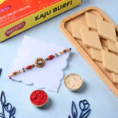 Regal Flower Rakhi With Kaju Burfi