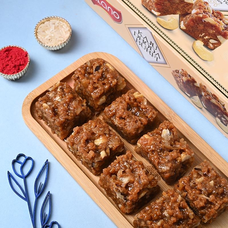 Regal Flower Rakhi With Kaju Dhoda Burfi
