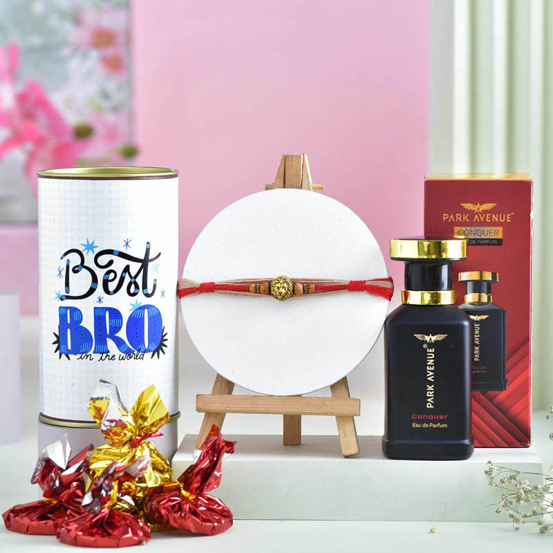 Regal Lion Rakhi With Perfume N Handmade Chocolates