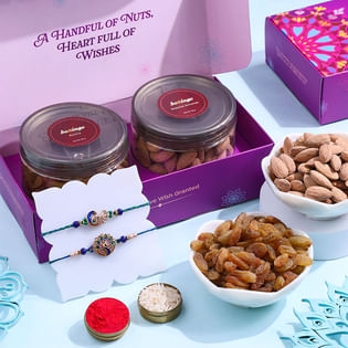 Regal Peacock Rakhi Duo With Raisins N Almonds