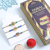 Regal Peacock Rakhi Trio N Kunafa Chocolate