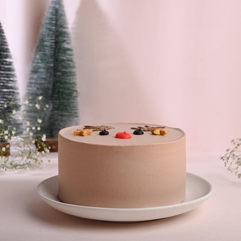 Reindeer Xmas Chocolate Mini Cake - Side View