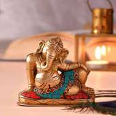 Relaxing Brass Ganesha Idol For Diwali