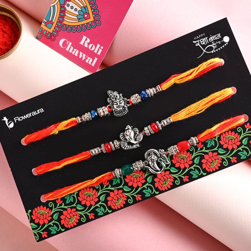 Send Religious Rakhi Trio Online For Brother - Set of 3 Rakhi