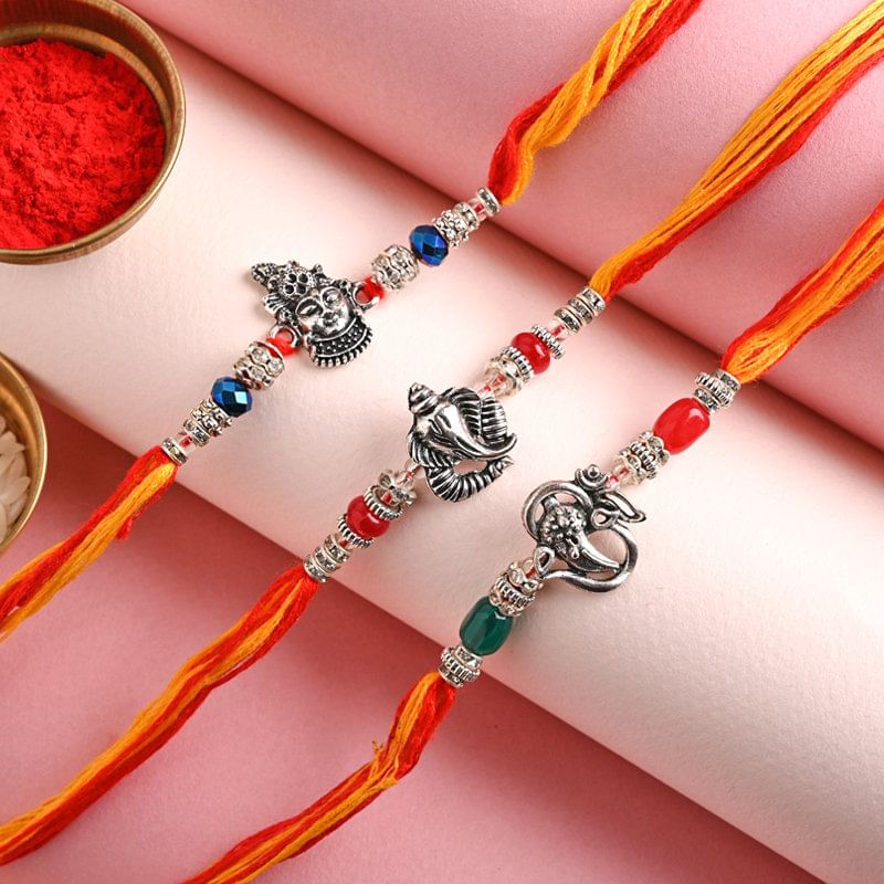 Buy Set of 3 Rakhi For Brother Online - Religious Rakhi Trio