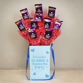 Rich Dairy Milk Bouquet - 10 Dairy Milk Chocolates in Chocolate Box for Husband