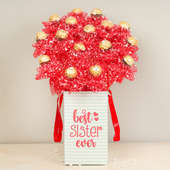 Rocher Bouquet For Best Sis - 16 Ferrero Rochers in Chocolate Box for Sister