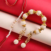 Send Designer Bhaiya Bhabhi Rakhi Set in India - Rocher With Couple Pearls Rakhis