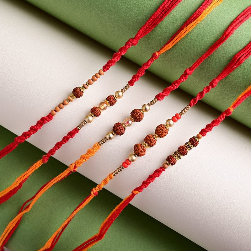 Send Rudraksha Rakhi in India - Rocher With Five Rudraksha Rakhis