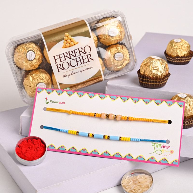 Buy Rocher With Two Beads Rakhis - Designer Rakhi Online