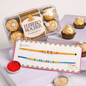 Rocher With Two Beads Rakhis- Set of 2 Designer Rakhi with 16-Ferrero Rocher to UK