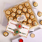 Set of 2 Zardosi Rakhis with Ferrero Rocher Chocolate