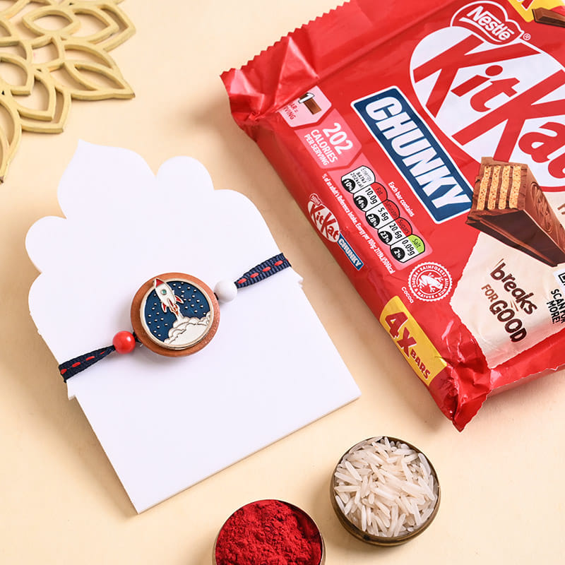 Space Rocket Kids Rakhi With Kitkat Chocolates