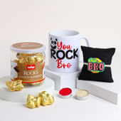 Rocking Bro Mug With Chill Bro Rakhi N Choco Almond Rocks