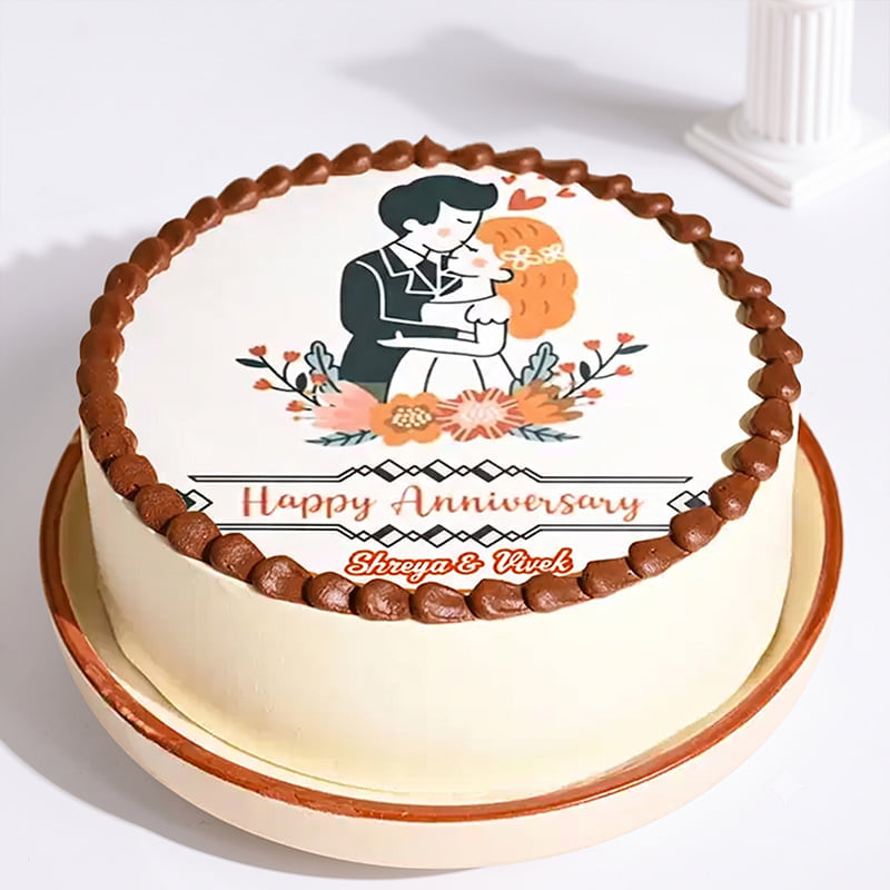 Romantic Couple Anniversary Cake