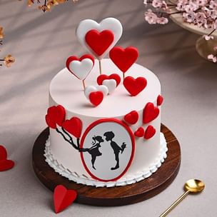 Romantic Heartburst Kiss Cake