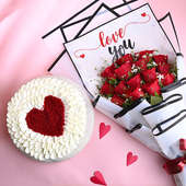Romantic Love Roses N Cake Combo