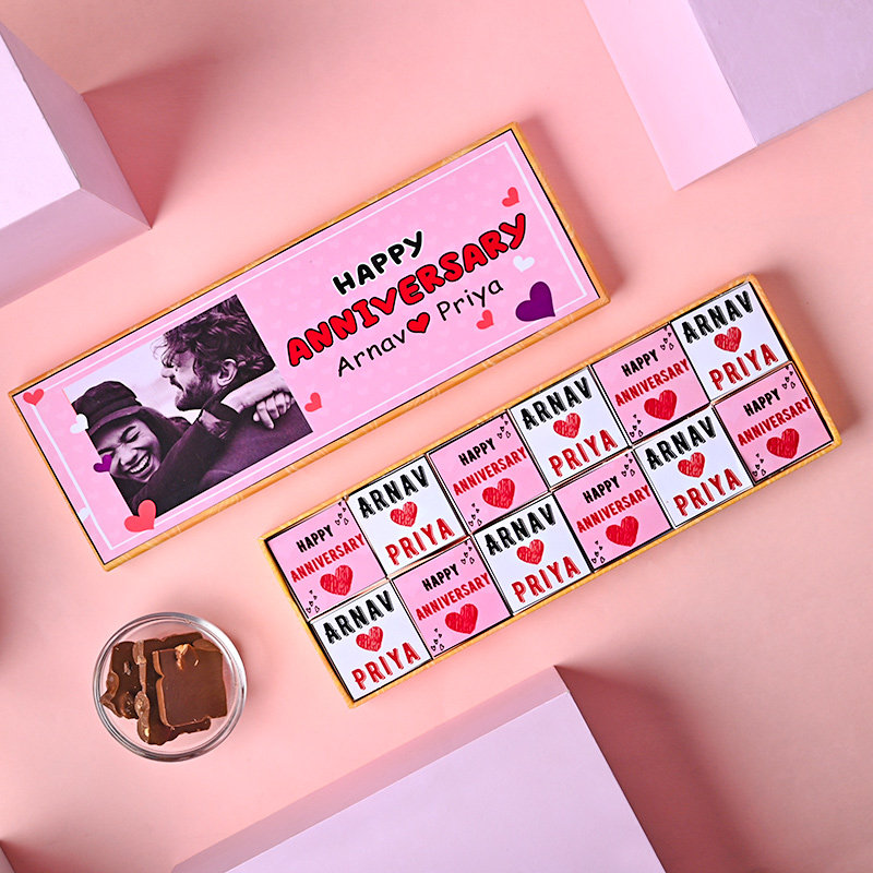 Romantic Personalised Anniversary Gift Box, Customised Chocolates Gift Box