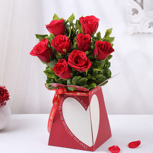 Romantic Red Roses in Premium Pyramid Box