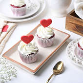 Romantic Red Velvet Cupcake Duo With Hearts
