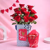Valentine Roses And Chocolate Combo