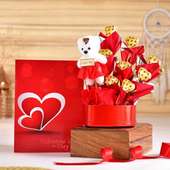Romantic Roses N Chocolate Ensemble With Valentine Card