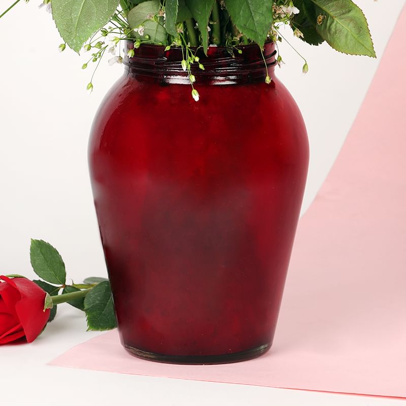 Valentine Flowers For Rose Day - Romantic Roses Vase
