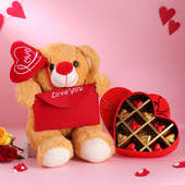 Romantic Teddy N Handmade Chocolate Combo