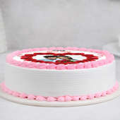 rose day special photo cake - Top View