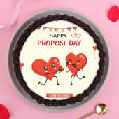 Two Hearts Propose Day Chocolate Cake