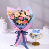 Rose Medley With Birthday Cake