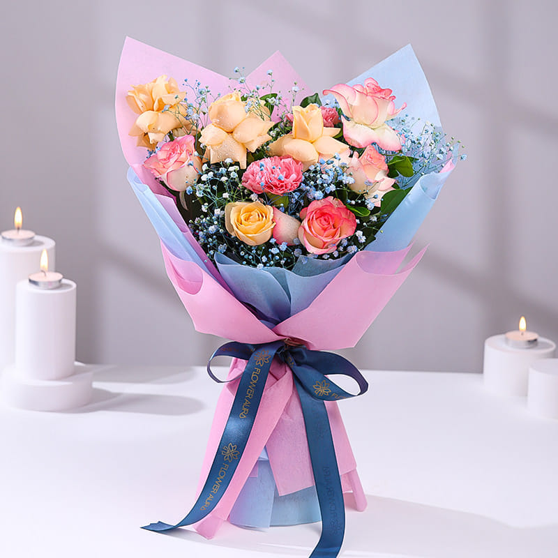Rose Medley With Birthday Cake