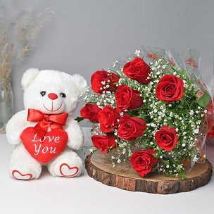 Rose N Teddy Love: Flowers for Valentines Day