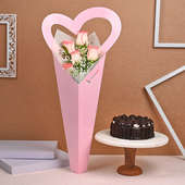 Rose N Truffle Cake Valentine Combo Gift