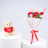 Rose Prestige Bouquet N Teddy Love Combo